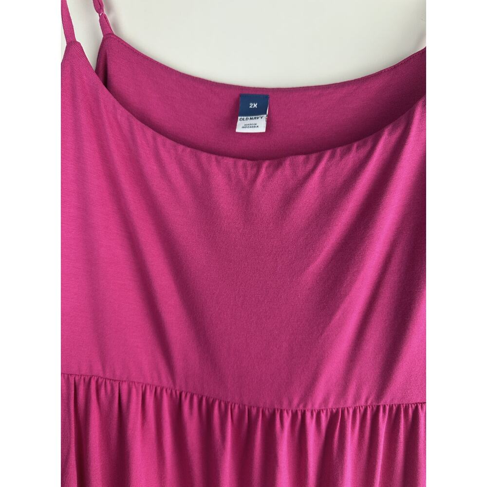 NWT Old Navy Fit & Flare Cami Midi Dress Polarized Pink Stretch Plus Size 2X - Picture 5 of 11